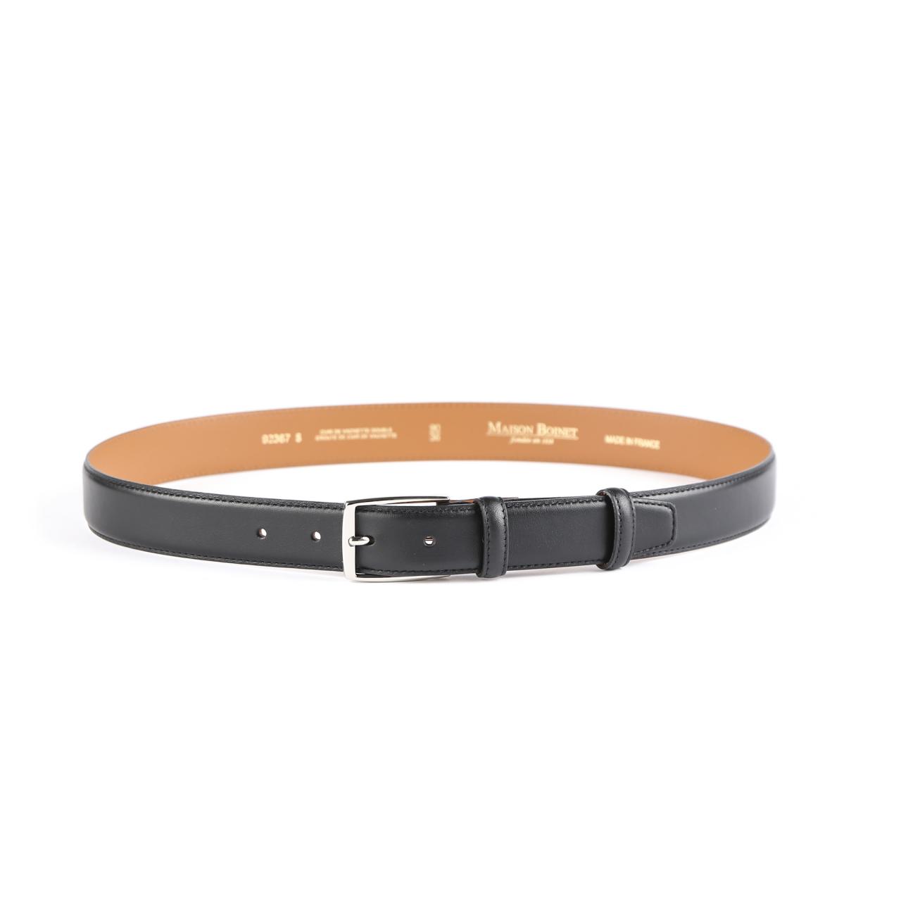 BLACK CALF LEATHER BELT | Maison Boinet