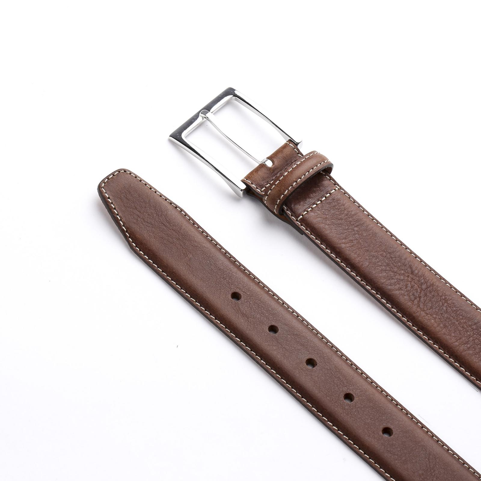 BROWN CALF LEATHER BELT | Maison Boinet