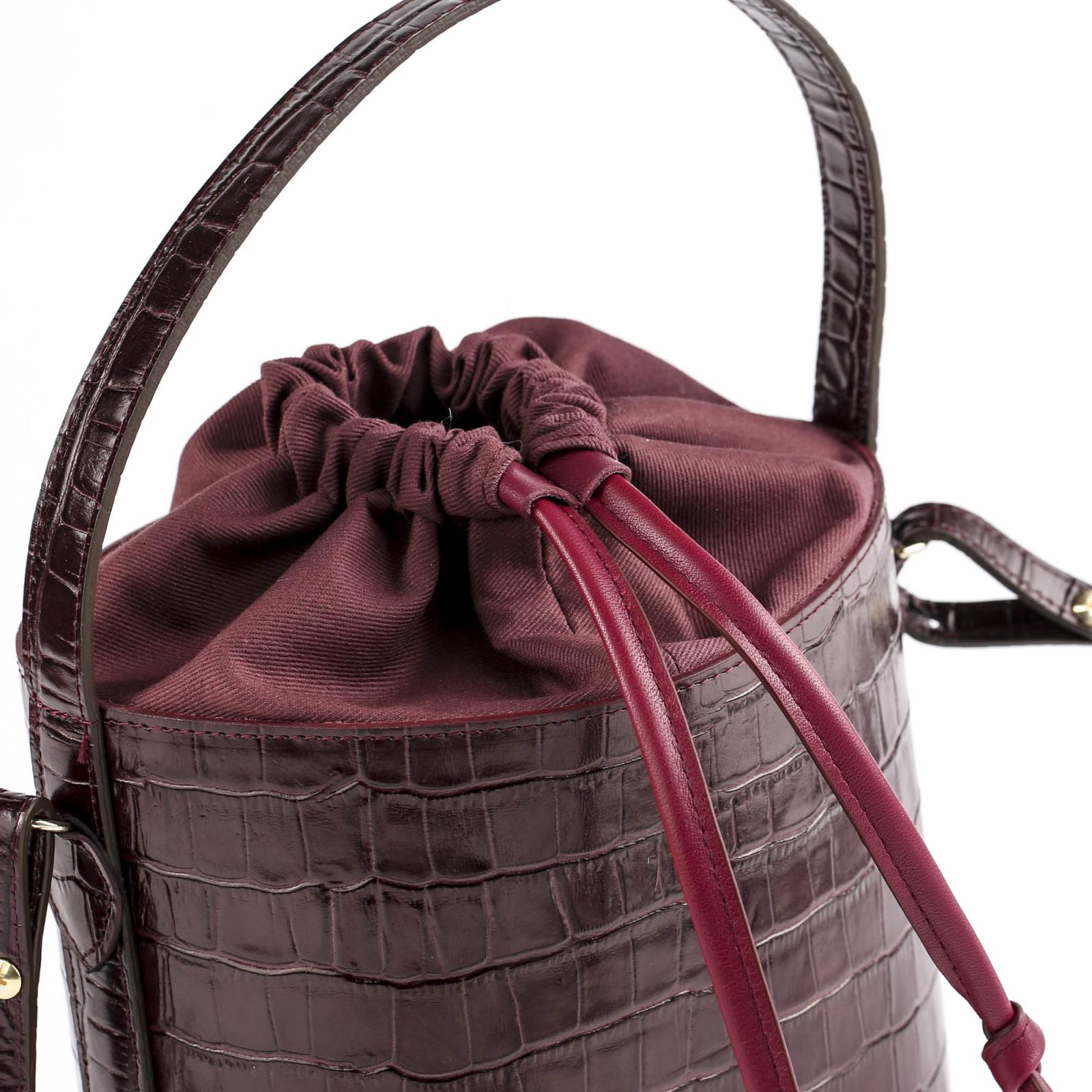 Burgundy leather bucket best sale bag